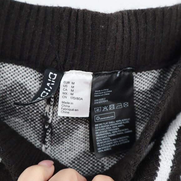 H&M Divided Knit Pants Women M Black Retro Relaxed Casual Groovy Athleisure 70's - Picture 2 of 6
